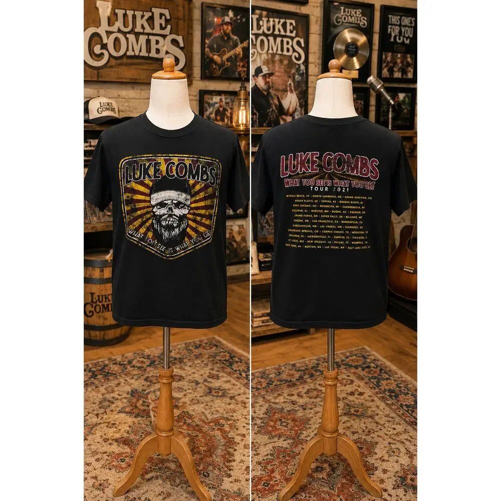 Luke Combs 2021 Tour Tee Small What You See Is What You Get Shirt